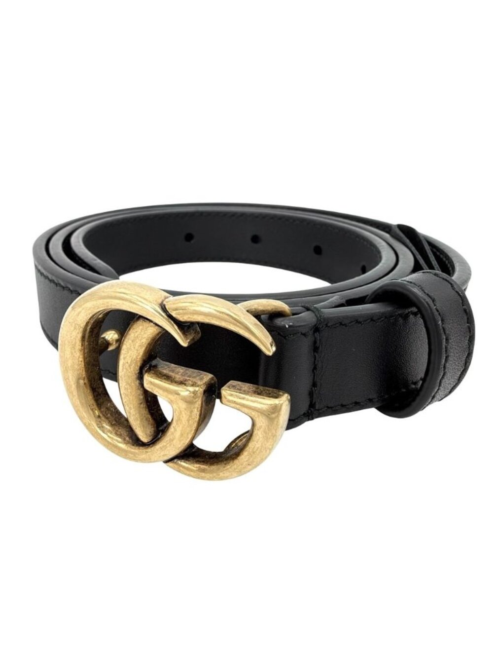 Gucci Belt GG Marmont Double G Items Leather Black Gold